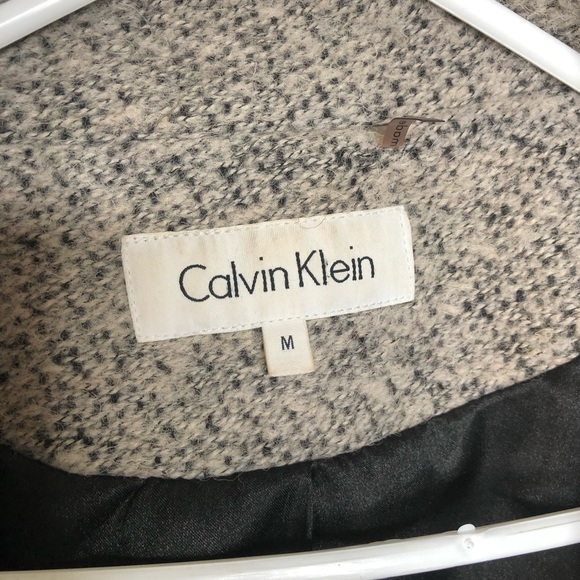 CALVIN KLEIN Faux Leather Trim Boucle Coat Medium - Picture 10 of 11